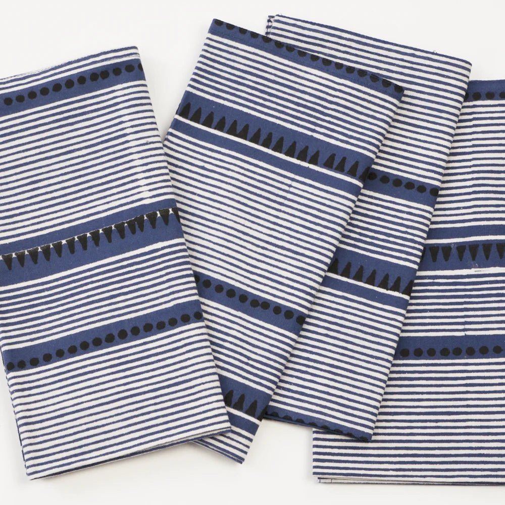 GrayMarket Design Laya Blue Block Printed Napkins - Earth & Willow - GrayMarket Design - Earth & Willow