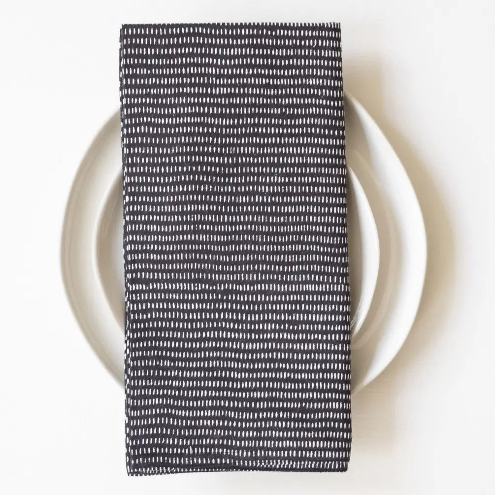 GrayMarket Design Alice Stripes Midnight Block Printed Napkins - Earth & Willow - GrayMarket Design - Earth & Willow