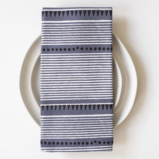 GrayMarket Design Laya Blue Block Printed Napkins - Earth & Willow - GrayMarket Design - Earth & Willow
