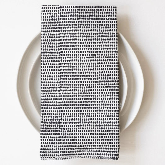 GrayMarket Design Tiny Dot Black Block Printed Napkins - Earth & Willow - GrayMarket Design - Earth & Willow