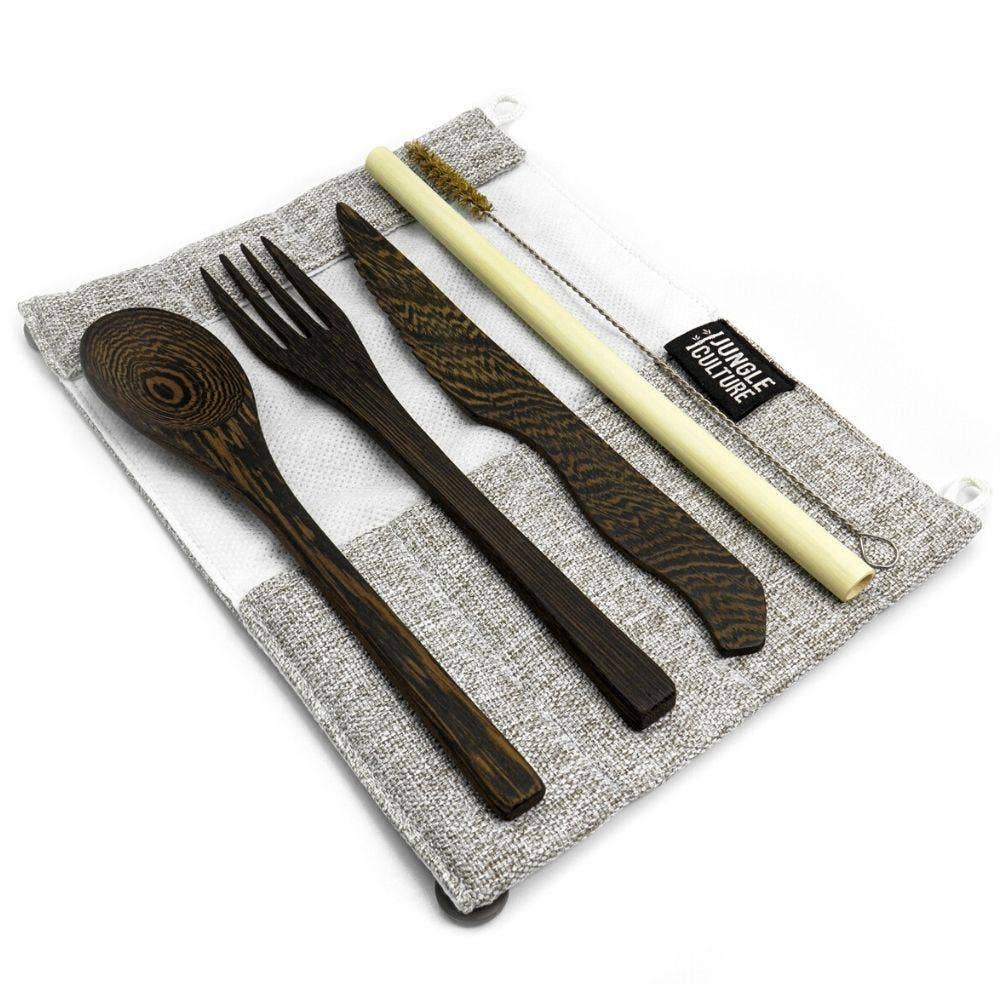 Jungle Culture Wooden Reusable Eco - friendly Cutlery Set - Earth & Willow - Jungle Culture - Earth & Willow