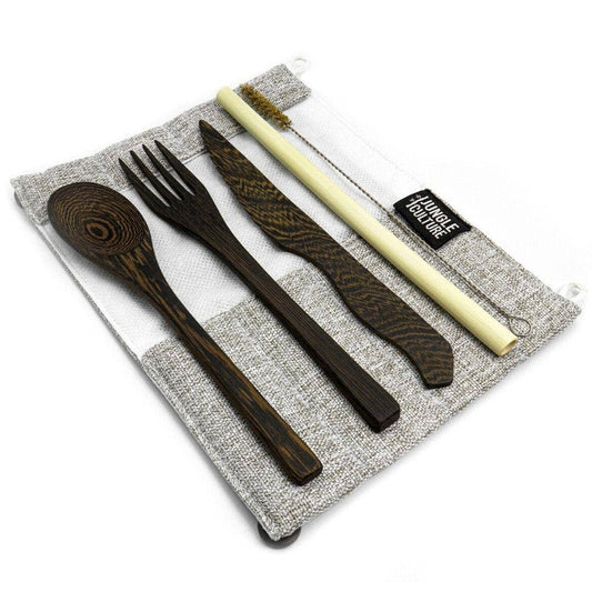 Jungle Culture Wooden Reusable Eco - friendly Cutlery Set - Earth & Willow - Jungle Culture - Earth & Willow