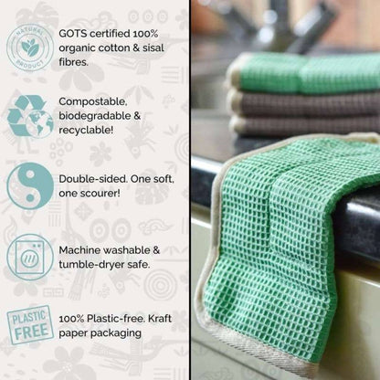 Reusable Dish Cloths - 100% Organic Sisal / Cotton Cloth - Earth & Willow - Jungle Culture - Earth & Willow